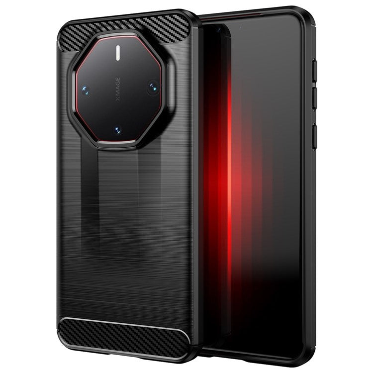 For Huawei Mate 60 RS Ultimate Phone Case Carbon Fiber Texture TPU Phone Cover - Black