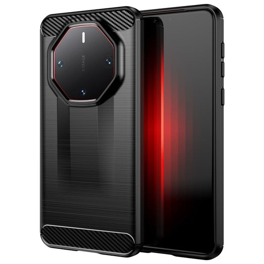 For Huawei Mate 60 RS Ultimate Phone Case Carbon Fiber Texture TPU Phone Cover - Black