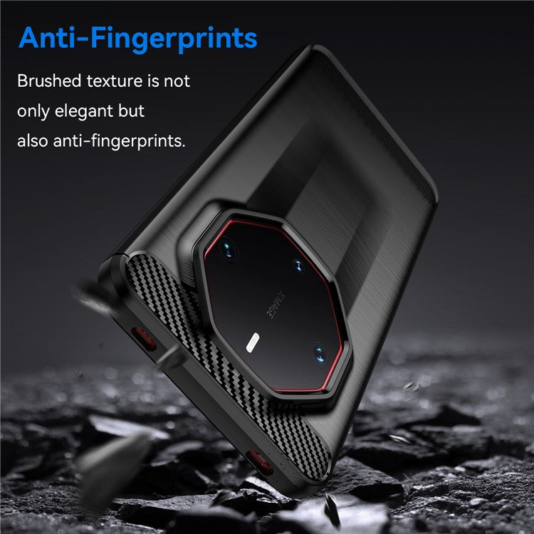 For Huawei Mate 60 RS Ultimate Phone Case Carbon Fiber Texture TPU Phone Cover - Black