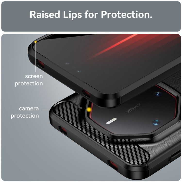For Huawei Mate 60 RS Ultimate Phone Case Carbon Fiber Texture TPU Phone Cover - Black