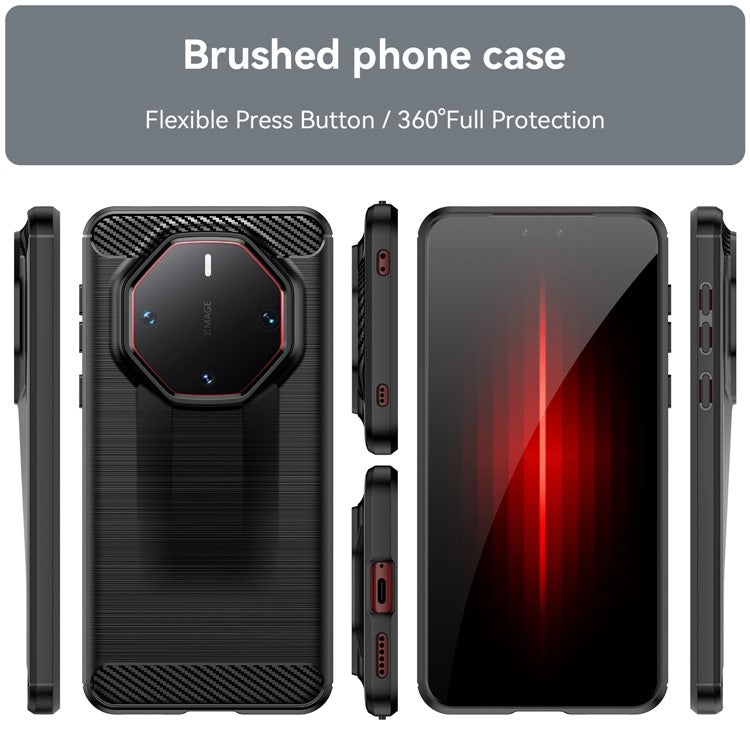 For Huawei Mate 60 RS Ultimate Phone Case Carbon Fiber Texture TPU Phone Cover - Black