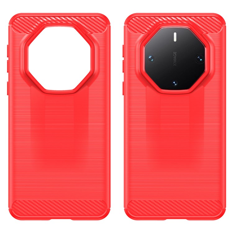 For Huawei Mate 60 RS Ultimate Phone Case Carbon Fiber Texture TPU Phone Cover - Red