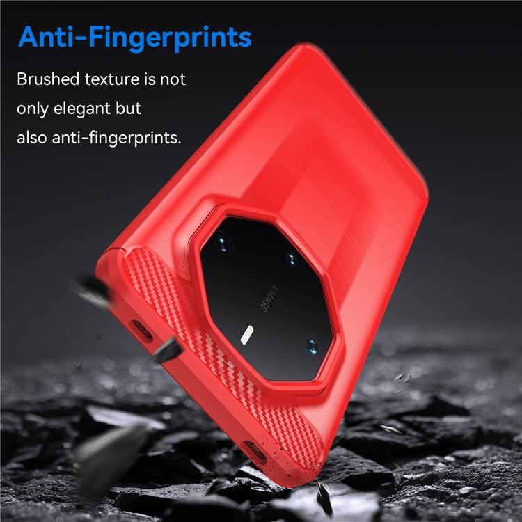 For Huawei Mate 60 RS Ultimate Phone Case Carbon Fiber Texture TPU Phone Cover - Red