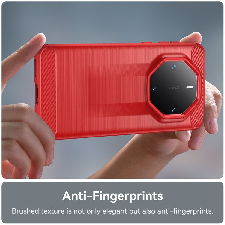 For Huawei Mate 60 RS Ultimate Phone Case Carbon Fiber Texture TPU Phone Cover - Red