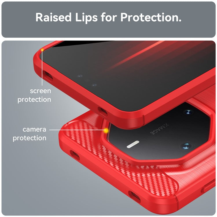 For Huawei Mate 60 RS Ultimate Phone Case Carbon Fiber Texture TPU Phone Cover - Red