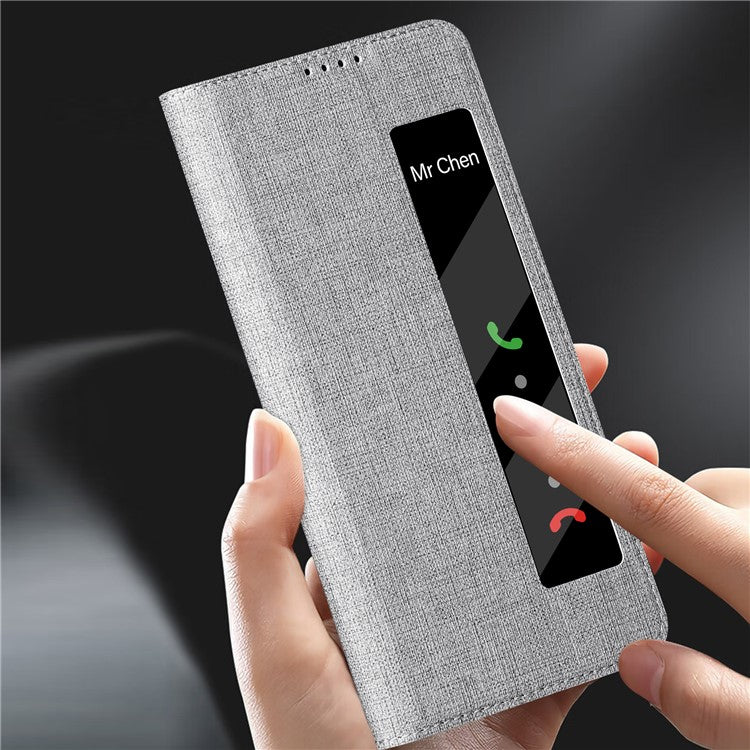VILI DMX Series Phone Shell for Huawei Mate 60 Case PU Leather Stand Phone Cover with View Window - Grey