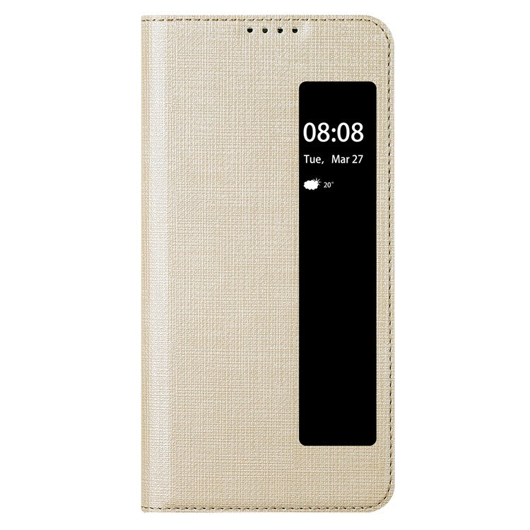 VILI DMX Series Phone Shell for Huawei Mate 60 Case PU Leather Stand Phone Cover with View Window - Khaki