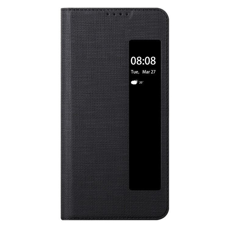 VILI DMX Series Phone Shell for Huawei Mate 60 Pro Case View Window PU Leather Stand Phone Cover - Black