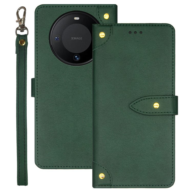 IDEWEI For Huawei Mate 60 Case PU Leather Stand Cover with Card Holder - Green