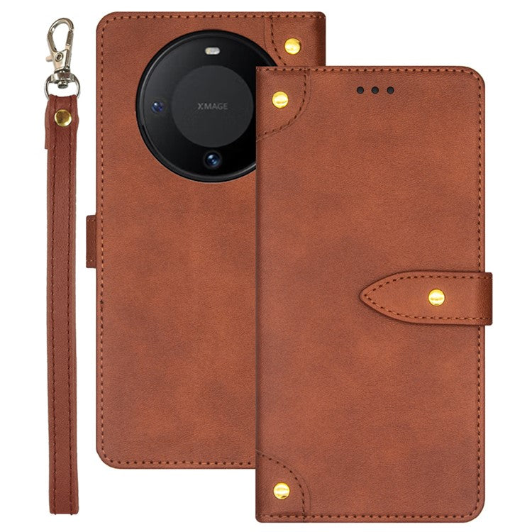 IDEWEI For Huawei Mate 60 Case PU Leather Stand Cover with Card Holder - Brown