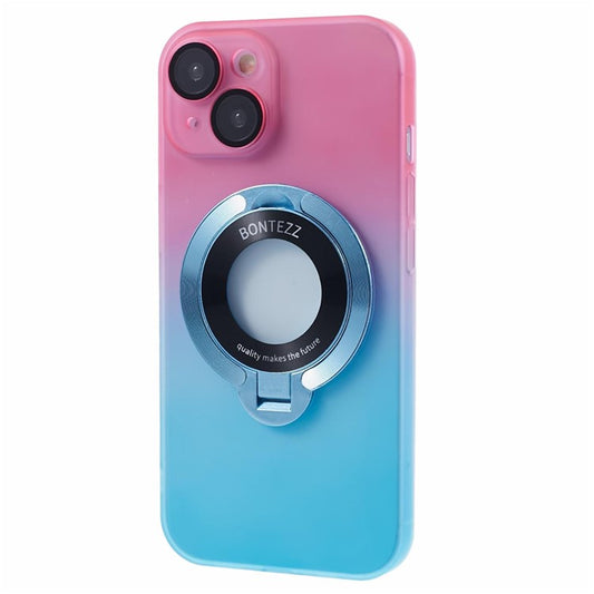 VOERO For iPhone 14 Plus Case Kickstand Hard PC Back Cover Compatible with Magsafe - Pink / Blue
