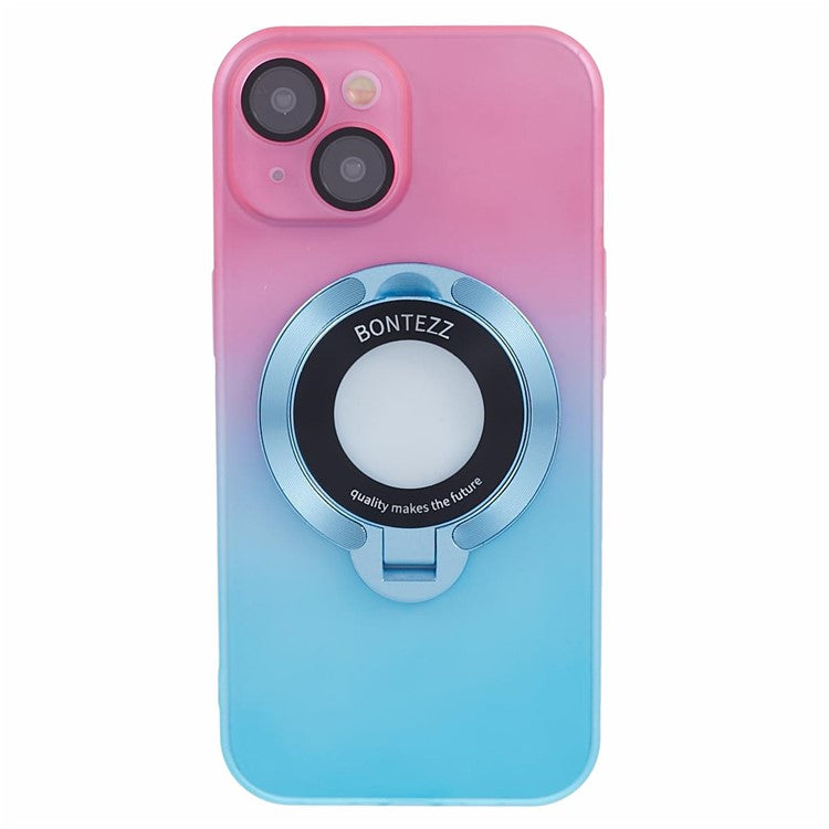 VOERO For iPhone 14 Plus Case Kickstand Hard PC Back Cover Compatible with Magsafe - Pink / Blue