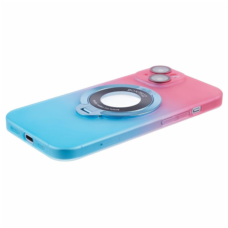 VOERO For iPhone 14 Plus Case Kickstand Hard PC Back Cover Compatible with Magsafe - Pink / Blue