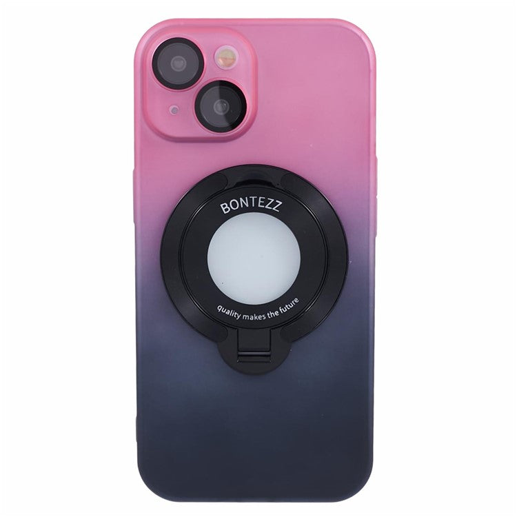 VOERO For iPhone 14 Plus Case Kickstand Hard PC Back Cover Compatible with Magsafe - Pink / Black