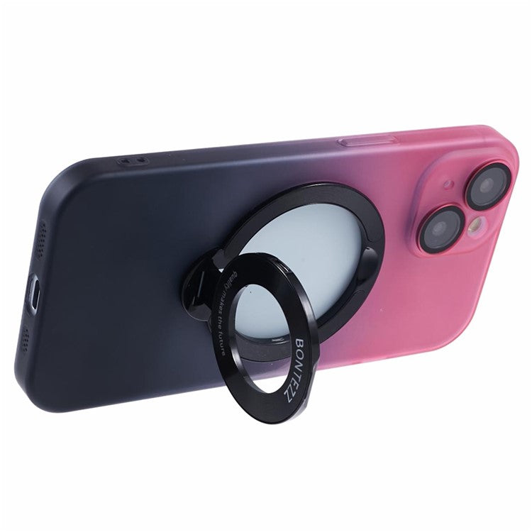 VOERO For iPhone 14 Plus Case Kickstand Hard PC Back Cover Compatible with Magsafe - Pink / Black