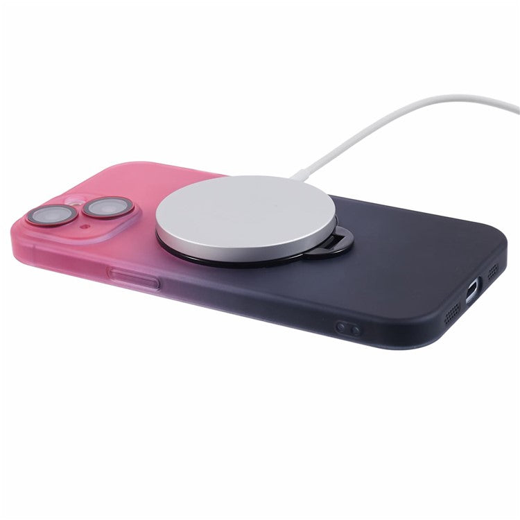 VOERO For iPhone 14 Plus Case Kickstand Hard PC Back Cover Compatible with Magsafe - Pink / Black