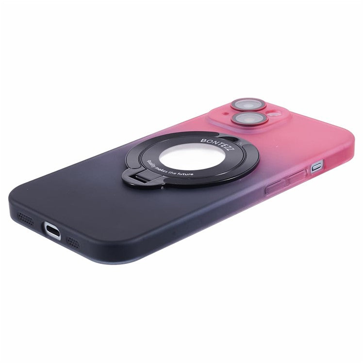 VOERO For iPhone 14 Plus Case Kickstand Hard PC Back Cover Compatible with Magsafe - Pink / Black