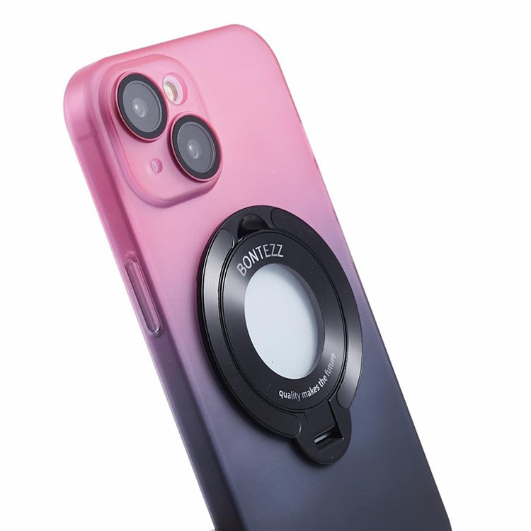 VOERO For iPhone 14 Plus Case Kickstand Hard PC Back Cover Compatible with Magsafe - Pink / Black