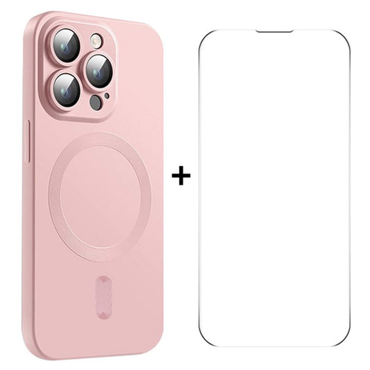ENKAY HAT PRINCE For iPhone 14 Pro Case Compatible with Magsafe TPU Phone Cover with High Aluminium-silicon Glass Film - Pink