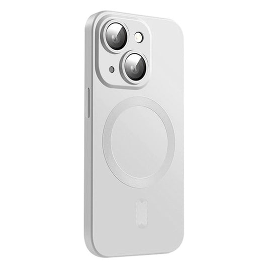 ENKAY HAT PRINCE For iPhone 14 Case Cell Phone Magnetic Matte TPU Cover with Lens Film - Silver