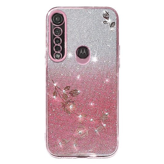 KADEM For Motorola Moto G8 Plus Case Rhinestone Flower TPU Phone Cover - Rose Gold