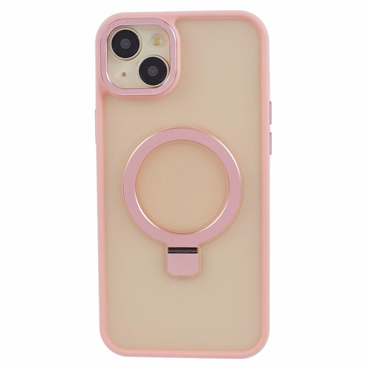 For iPhone 14 Plus Case Compatible with MagSafe Skin-Touch Kickstand TPU+PC Phone Shell - Pink
