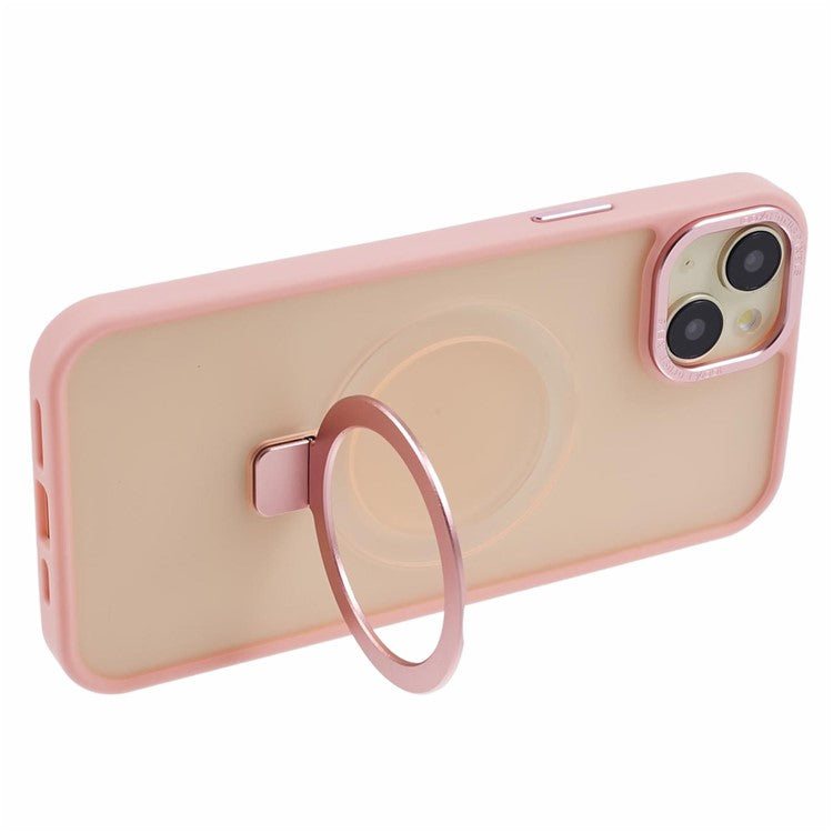 For iPhone 14 Plus Case Compatible with MagSafe Skin-Touch Kickstand TPU+PC Phone Shell - Pink
