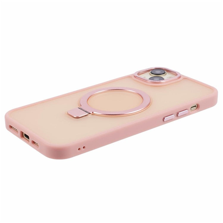 For iPhone 14 Plus Case Compatible with MagSafe Skin-Touch Kickstand TPU+PC Phone Shell - Pink
