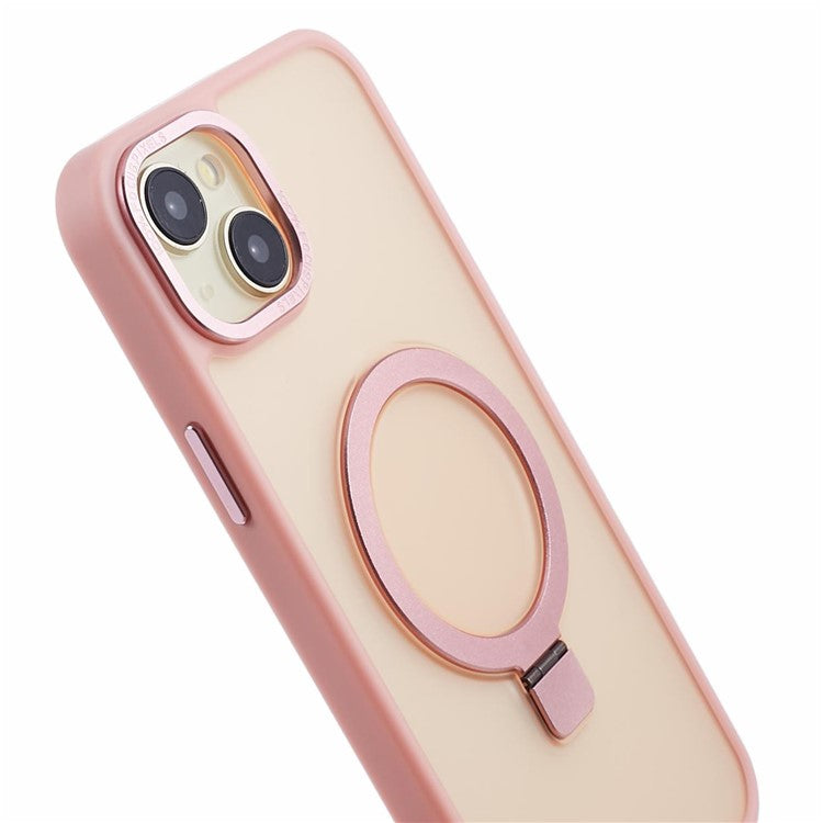 For iPhone 14 Plus Case Compatible with MagSafe Skin-Touch Kickstand TPU+PC Phone Shell - Pink