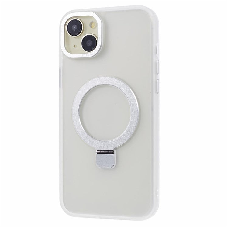For iPhone 14 Plus Case Compatible with MagSafe Skin-Touch Kickstand TPU+PC Phone Shell - White