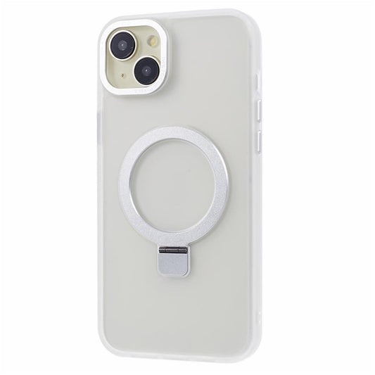 For iPhone 14 Plus Case Compatible with MagSafe Skin-Touch Kickstand TPU+PC Phone Shell - White