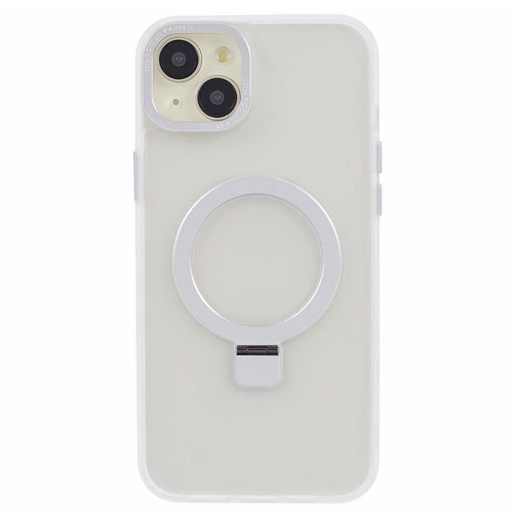 For iPhone 14 Plus Case Compatible with MagSafe Skin-Touch Kickstand TPU+PC Phone Shell - White