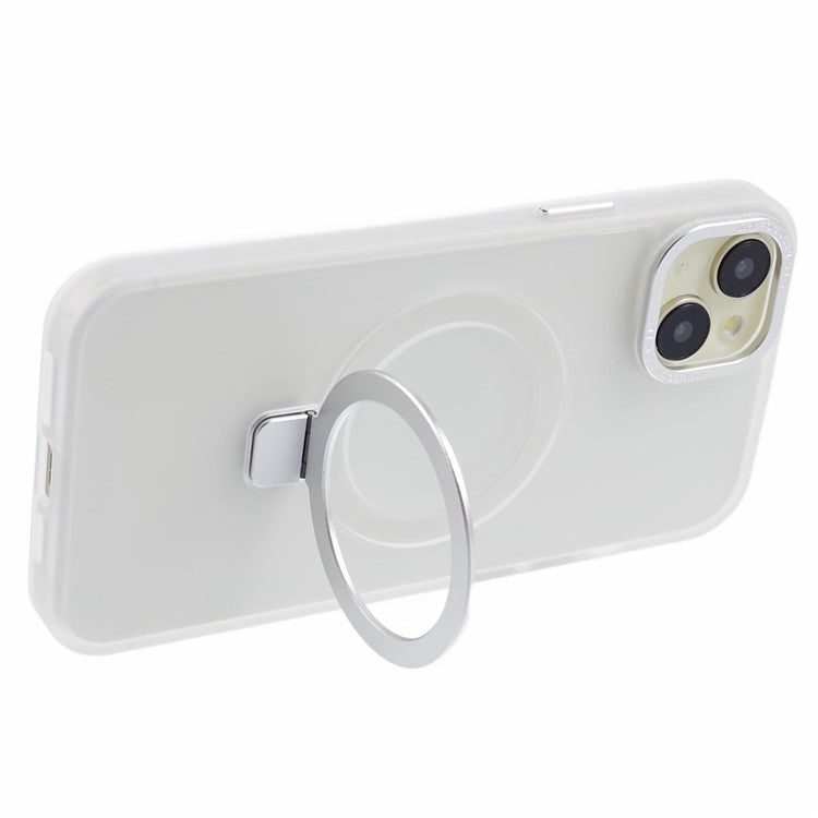 For iPhone 14 Plus Case Compatible with MagSafe Skin-Touch Kickstand TPU+PC Phone Shell - White
