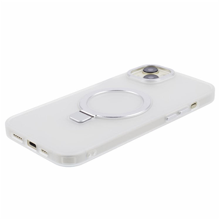 For iPhone 14 Plus Case Compatible with MagSafe Skin-Touch Kickstand TPU+PC Phone Shell - White