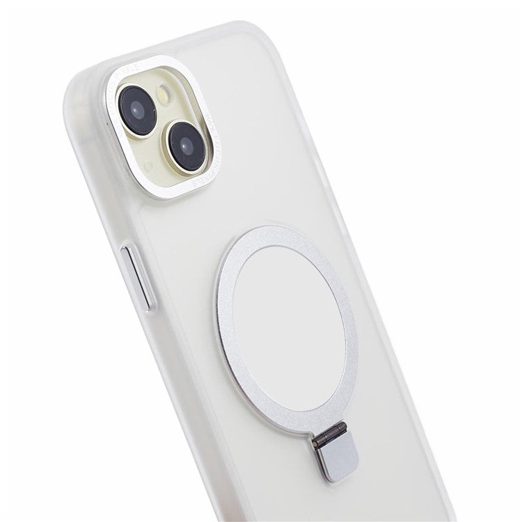 For iPhone 14 Plus Case Compatible with MagSafe Skin-Touch Kickstand TPU+PC Phone Shell - White