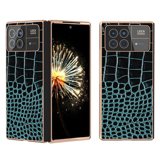 For Xiaomi Mix Fold 3 5G Case Crocodile Pattern Electroplating Phone Cover - Midnight Green