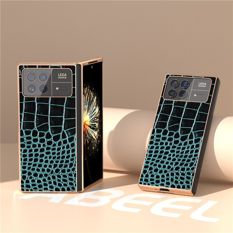 For Xiaomi Mix Fold 3 5G Case Crocodile Pattern Electroplating Phone Cover - Midnight Green