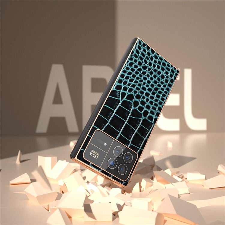 For Xiaomi Mix Fold 3 5G Case Crocodile Pattern Electroplating Phone Cover - Midnight Green