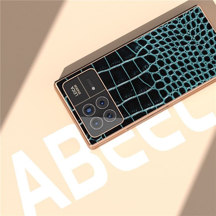 For Xiaomi Mix Fold 3 5G Case Crocodile Pattern Electroplating Phone Cover - Midnight Green