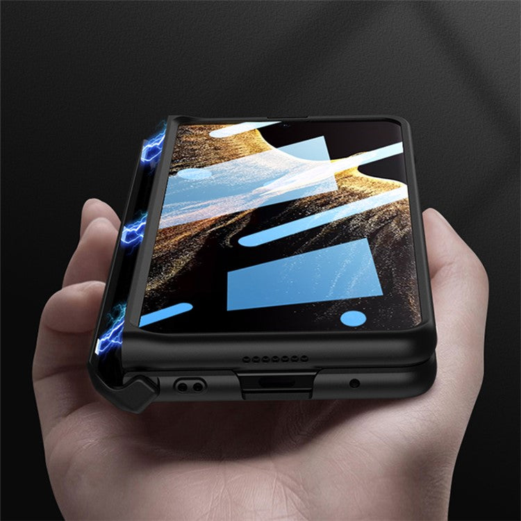 GKK For Honor Magic Vs 5G Case Magnetic Hinge Kickstand PC Cover with Tempered Glass Screen Film - Champagne Gold