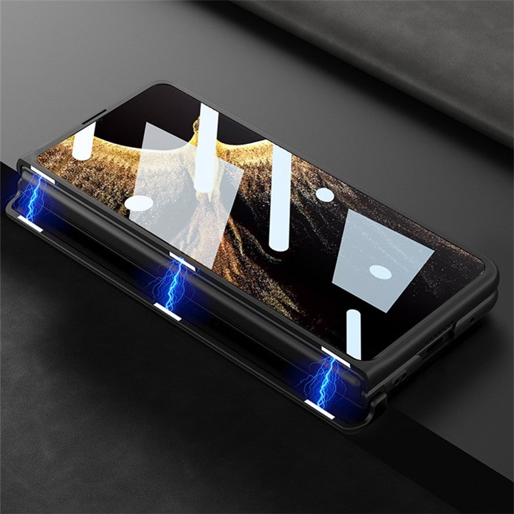 GKK For Honor Magic Vs 5G Case Magnetic Hinge Matte Phone Cover with Tempered Glass Film - Matte Black