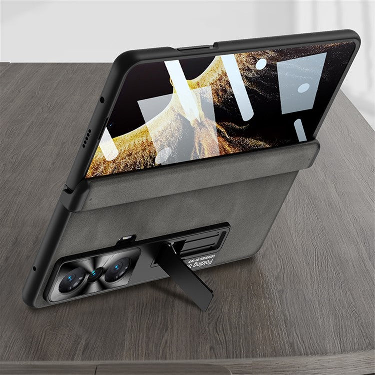 GKK For Honor Magic Vs 5G Case Magnetic Hinge Matte Phone Cover with Tempered Glass Film - Matte Brown