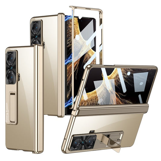 GKK For Honor Magic Vs 5G Clear Case Magnetic Hinge Tempered Glass Film PC Phone Cover - Champagne Gold