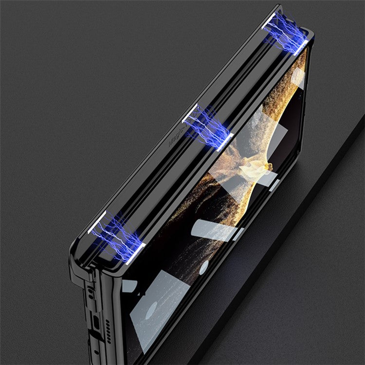 GKK For Honor Magic Vs 5G Clear Case Magnetic Hinge Tempered Glass Film PC Phone Cover - Champagne Gold