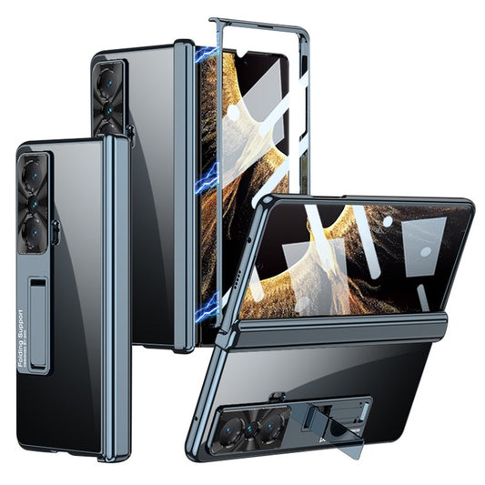 GKK For Honor Magic Vs 5G Clear Case Magnetic Hinge Tempered Glass Film PC Phone Cover - Green
