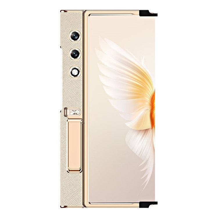 For Honor V Purse Case Kickstand Electroplating Folding Phone Frame Cover - Champagne Gold