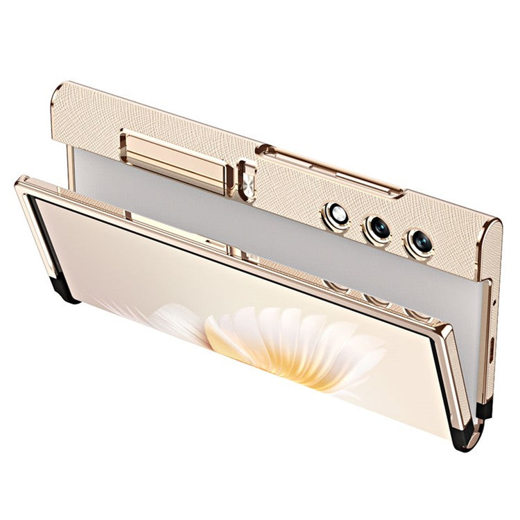 For Honor V Purse Case Kickstand Electroplating Folding Phone Frame Cover - Champagne Gold