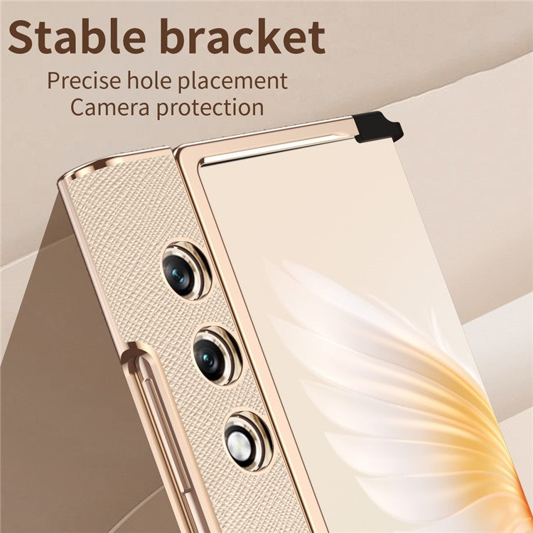 For Honor V Purse Case Kickstand Electroplating Folding Phone Frame Cover - Champagne Gold