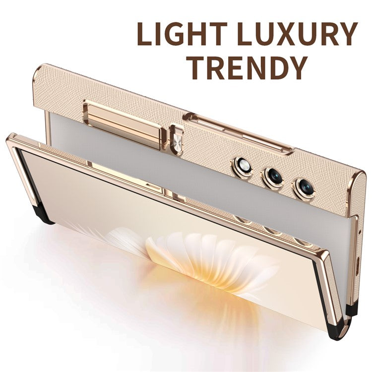 For Honor V Purse Case Kickstand Electroplating Folding Phone Frame Cover - Champagne Gold