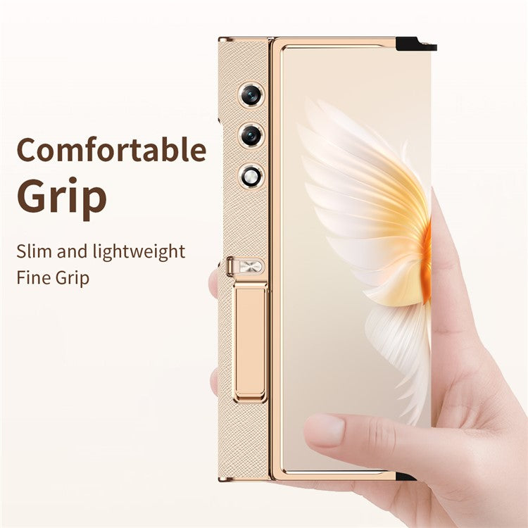 For Honor V Purse Case Kickstand Electroplating Folding Phone Frame Cover - Champagne Gold